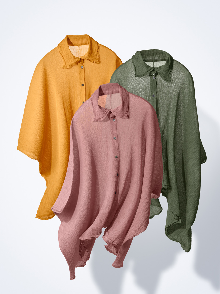 BIG SEE-THROUGH CREPE SHIRT