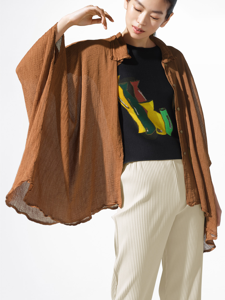 BIG SEE-THROUGH CREPE SHIRT